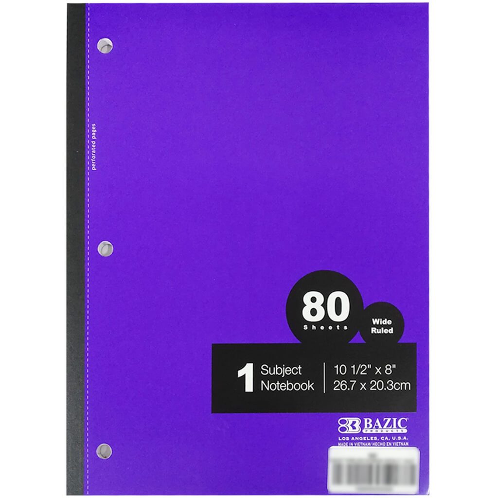 1-Subject Wireless Notebook W/R 80ct Violet