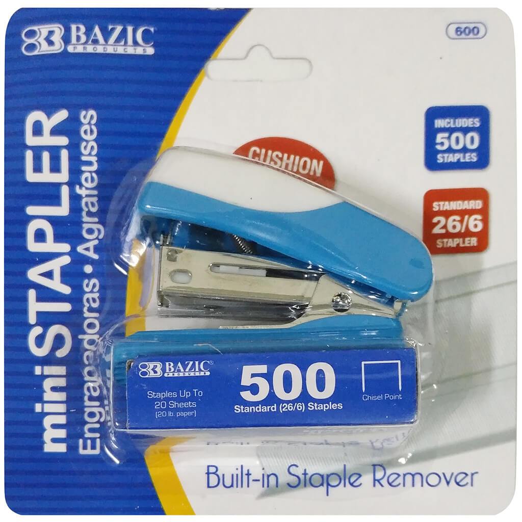 Mini Cushion Grip Standard Stapler 26/6 with 500ct Staples Blue