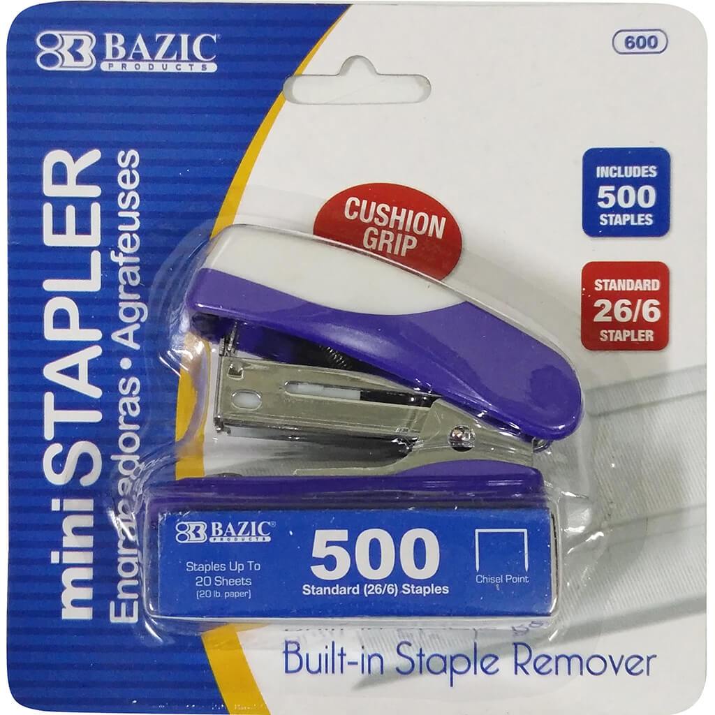 Mini Cushion Grip Standard Stapler 26/6 with 500ct Staples Violet