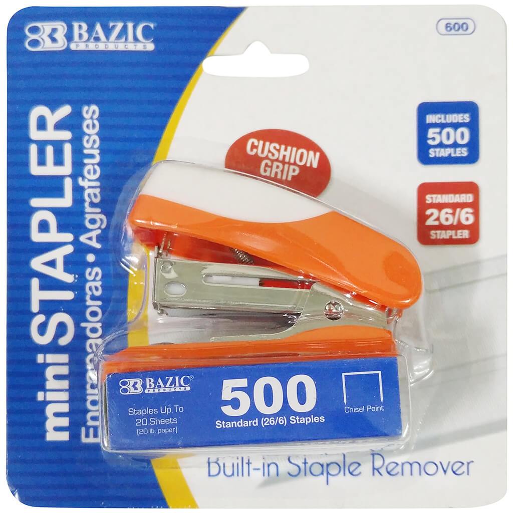 Mini Cushion Grip Standard Stapler 26/6 with 500ct Staples Orange