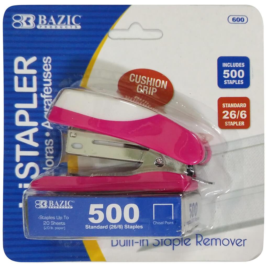 Mini Cushion Grip Standard Stapler 26/6 with 500ct Staples Pink