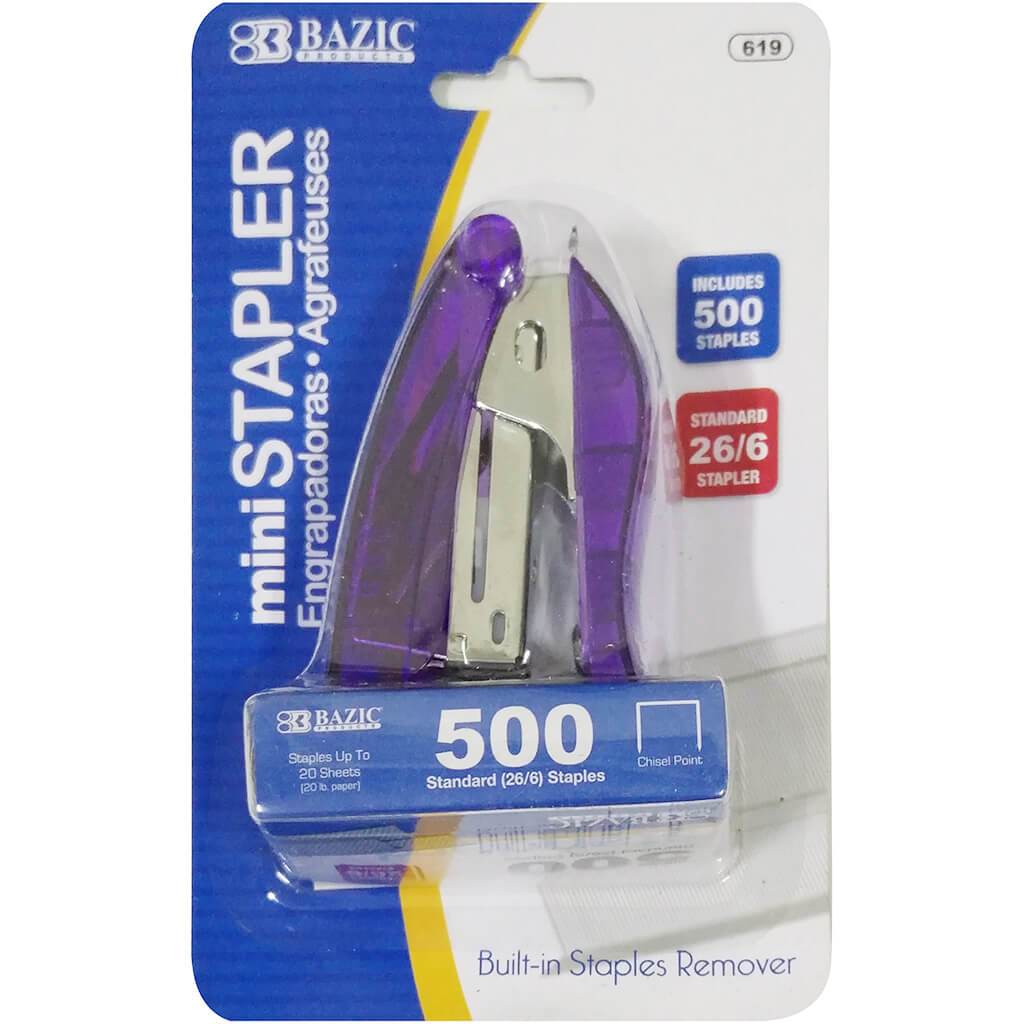 Mini Stand-Up Standard Stapler 26/6 with 500ct Staples Violet