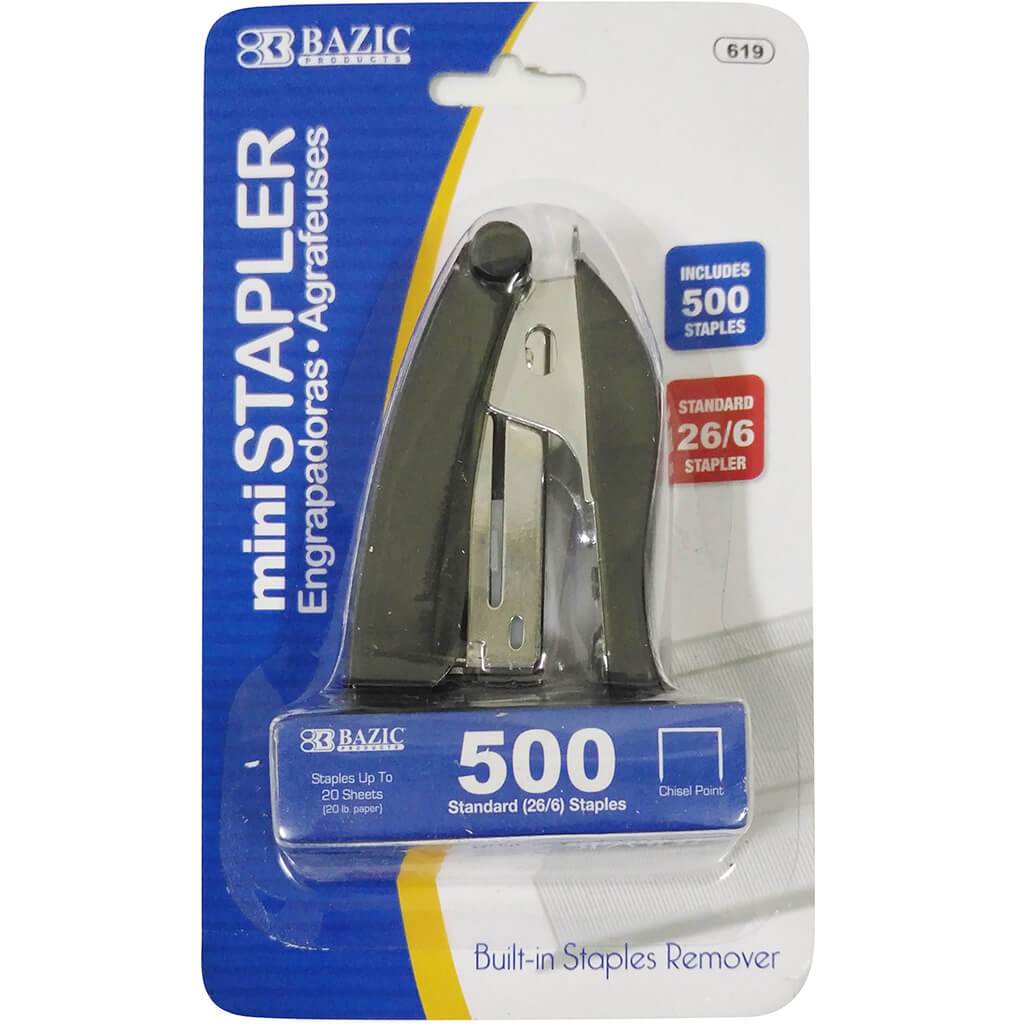 Mini Stand-Up Standard Stapler 26/6 with 500ct Staples Black