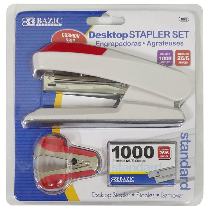 Desktop Stapler Set Comfort Grip Red