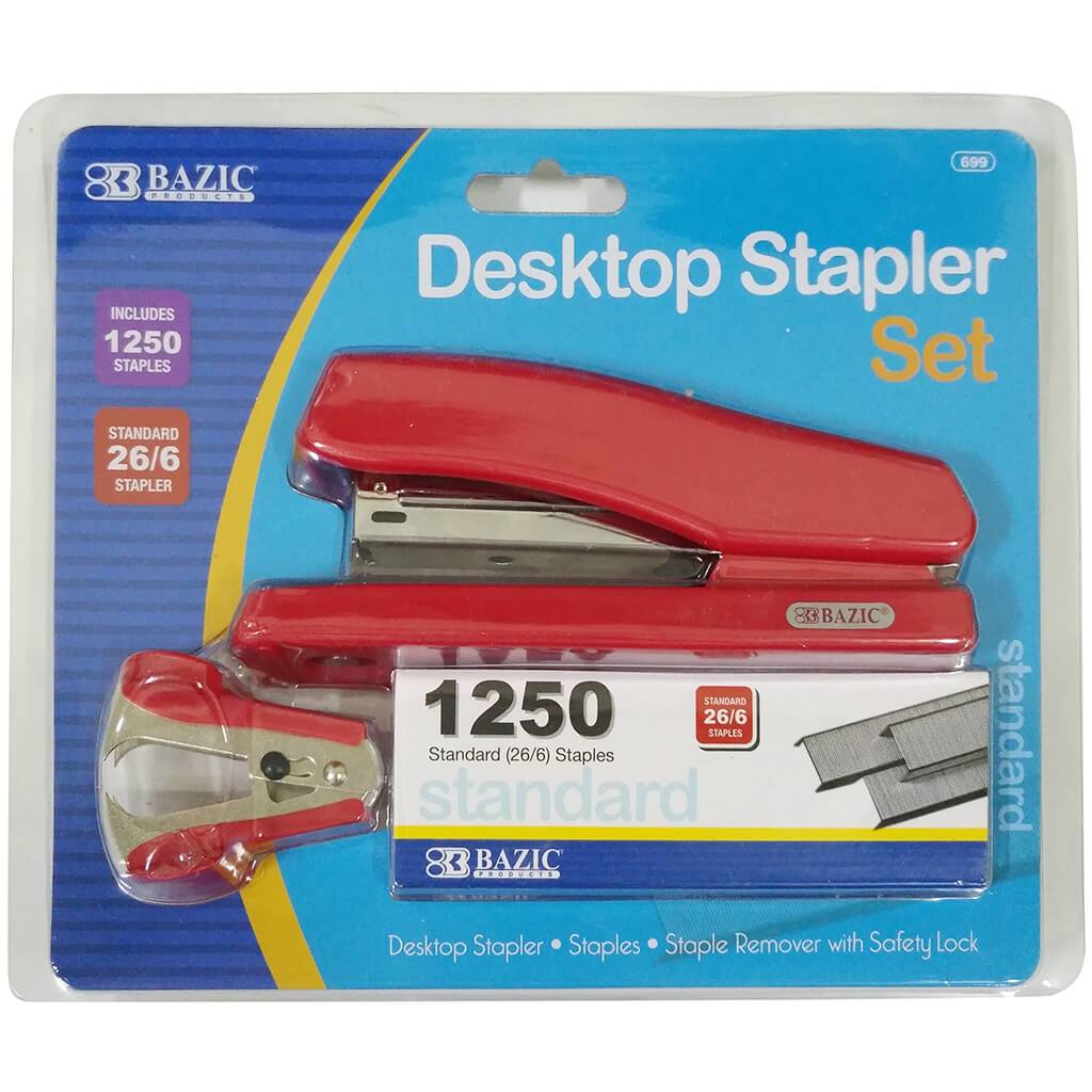 Office Desktop Stapler Set Red