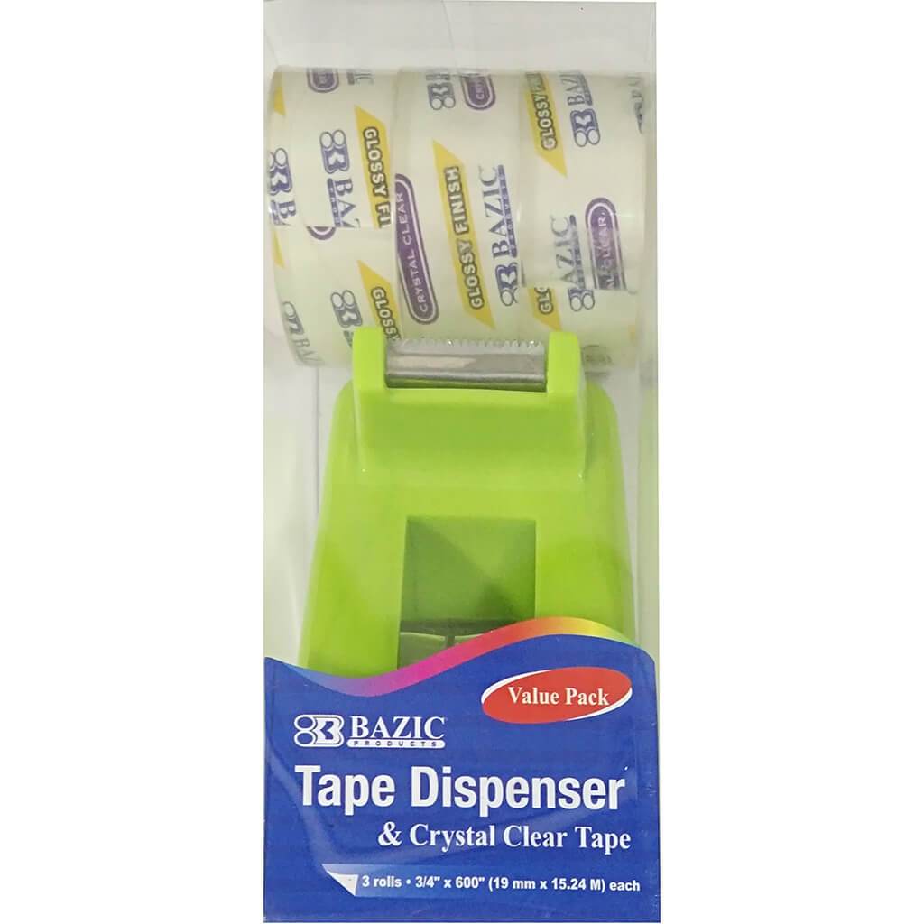 Desktop Tape Dispenser Mini Core with 3/4in x 600in Tape Refill Green
