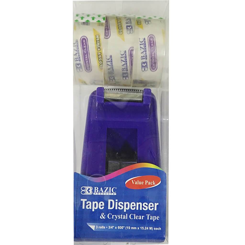 Desktop Tape Dispenser Mini Core with 3/4in x 600in Tape Refill Purple