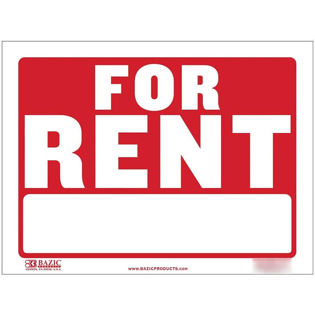 Bazic For Rent Sign 12in x 16in