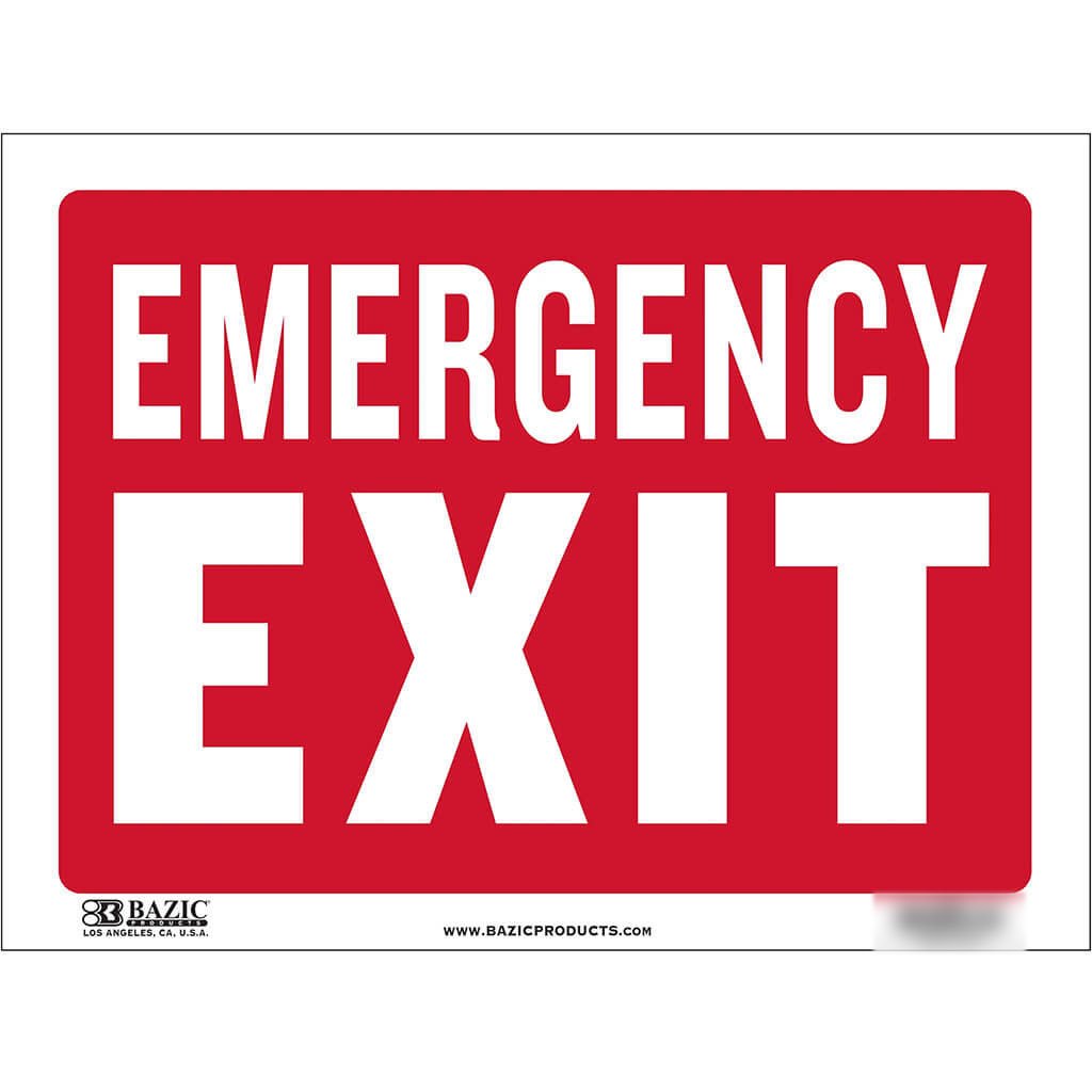 Bazic Emergency Exit Sign 9in x 12in