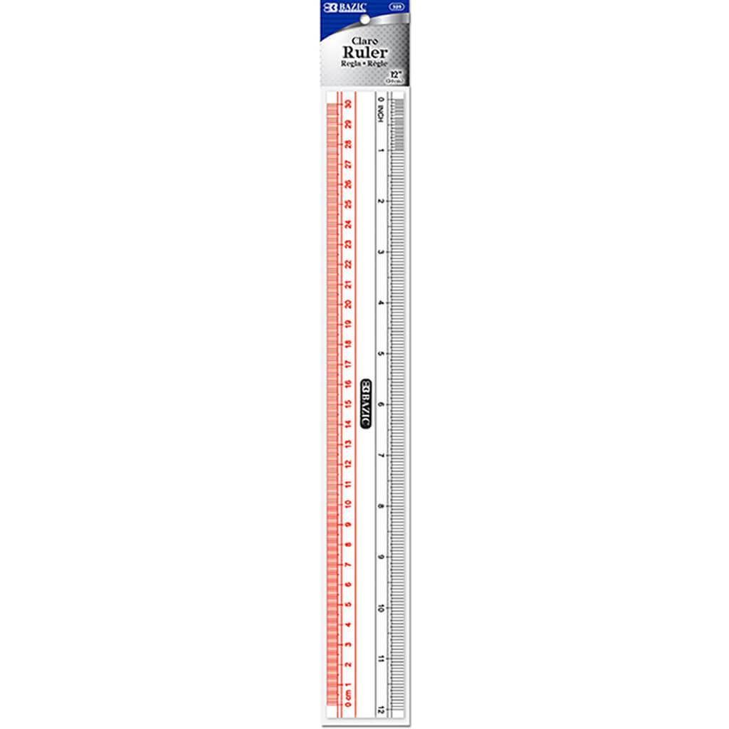 Claro Transparent Plastic Ruler 12in (30cm)