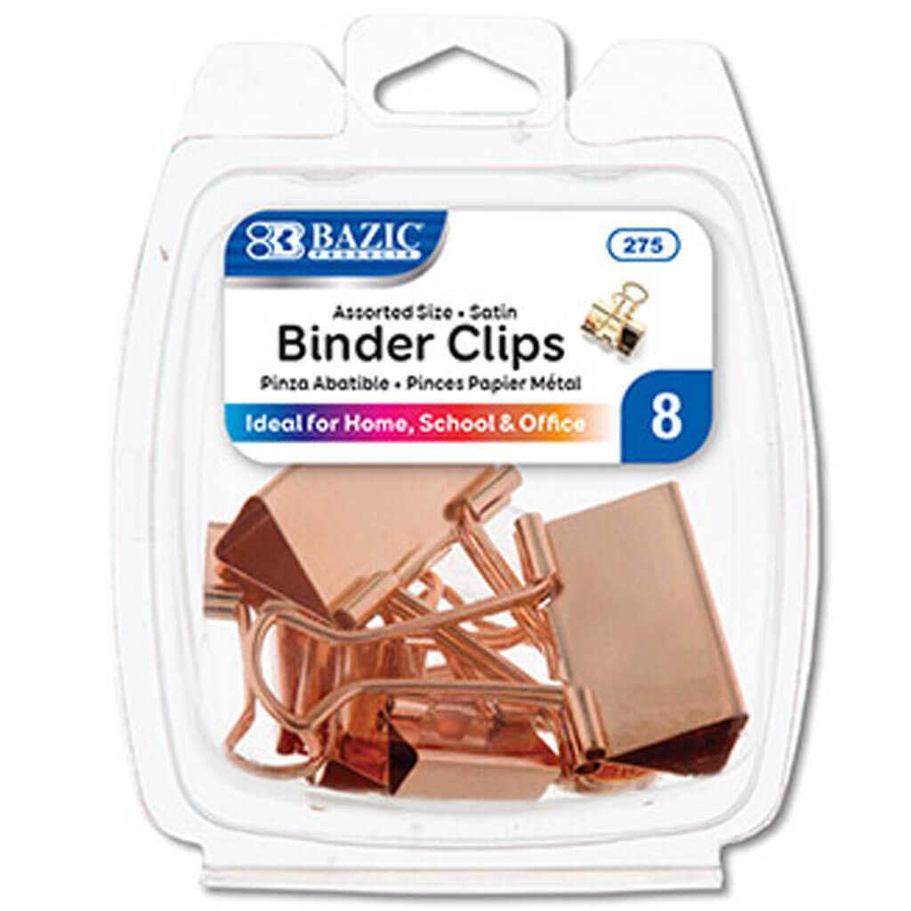 Satin Binder Clip 8/Pack Copper