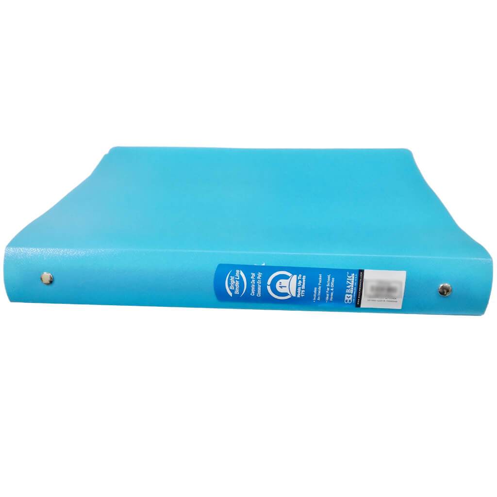 Poly 3-Ring Binder with Pocket 1in Matte Bright Color Blue