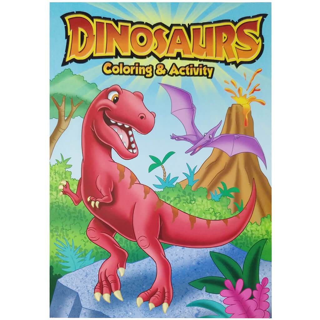 Bazic Dinosaurs Coloring and Activity Book Red