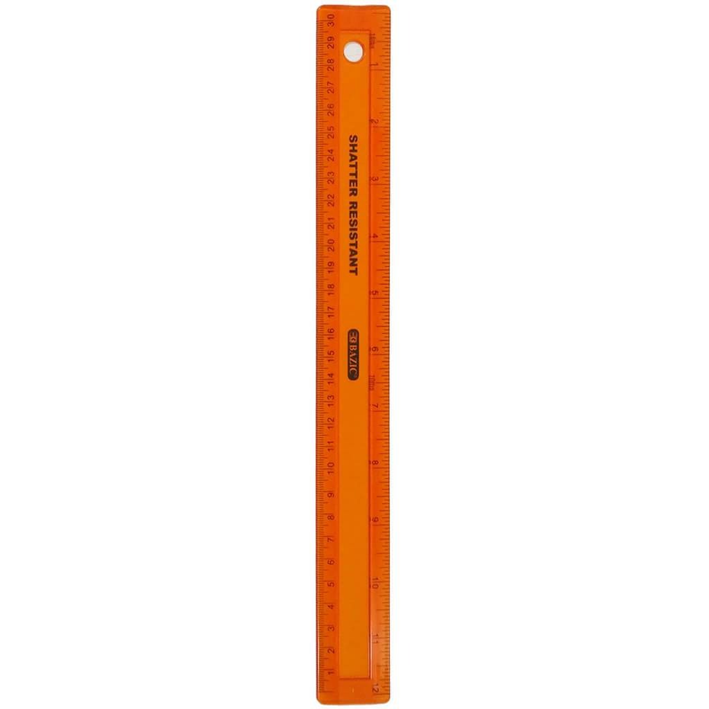 Shatter Resistant Ruler 12in Orange