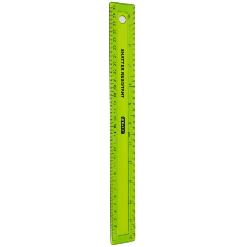 Shatter Resistant Ruler 12in Green