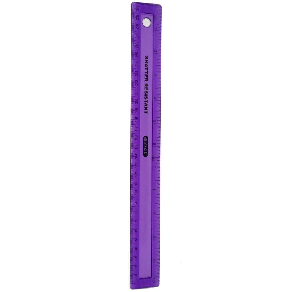 Shatter Resistant Ruler 12in Purple