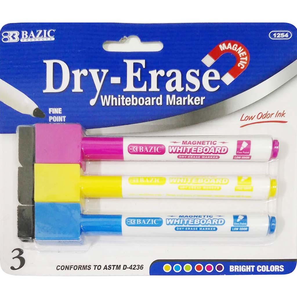 Magnetic Dry-Erase Markers Bright Color 3/Pack