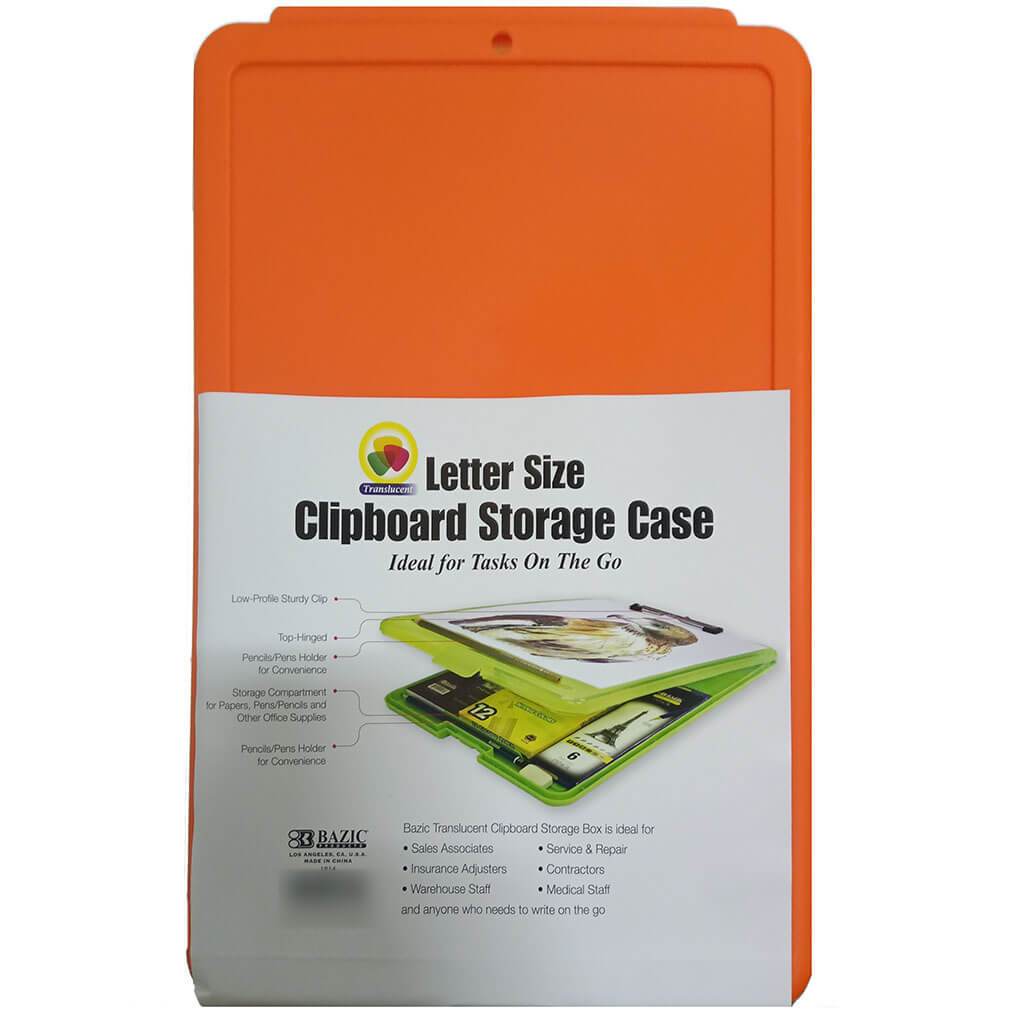 Clipboard Storage Case Translucent Orange