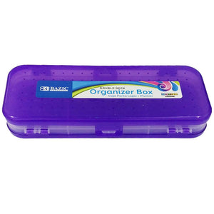 Bazic Pencil Case Bright Color Double Deck Organizer Box 8in