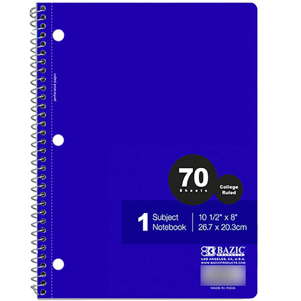 1 Subject Spiral Notebook C/R 70ct Violet