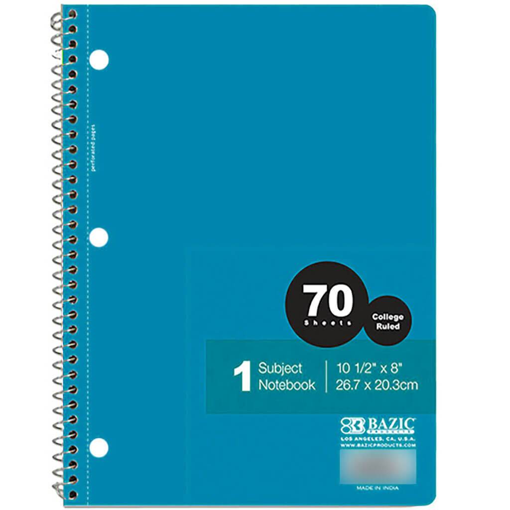 1 Subject Spiral Notebook C/R 70ct Blue