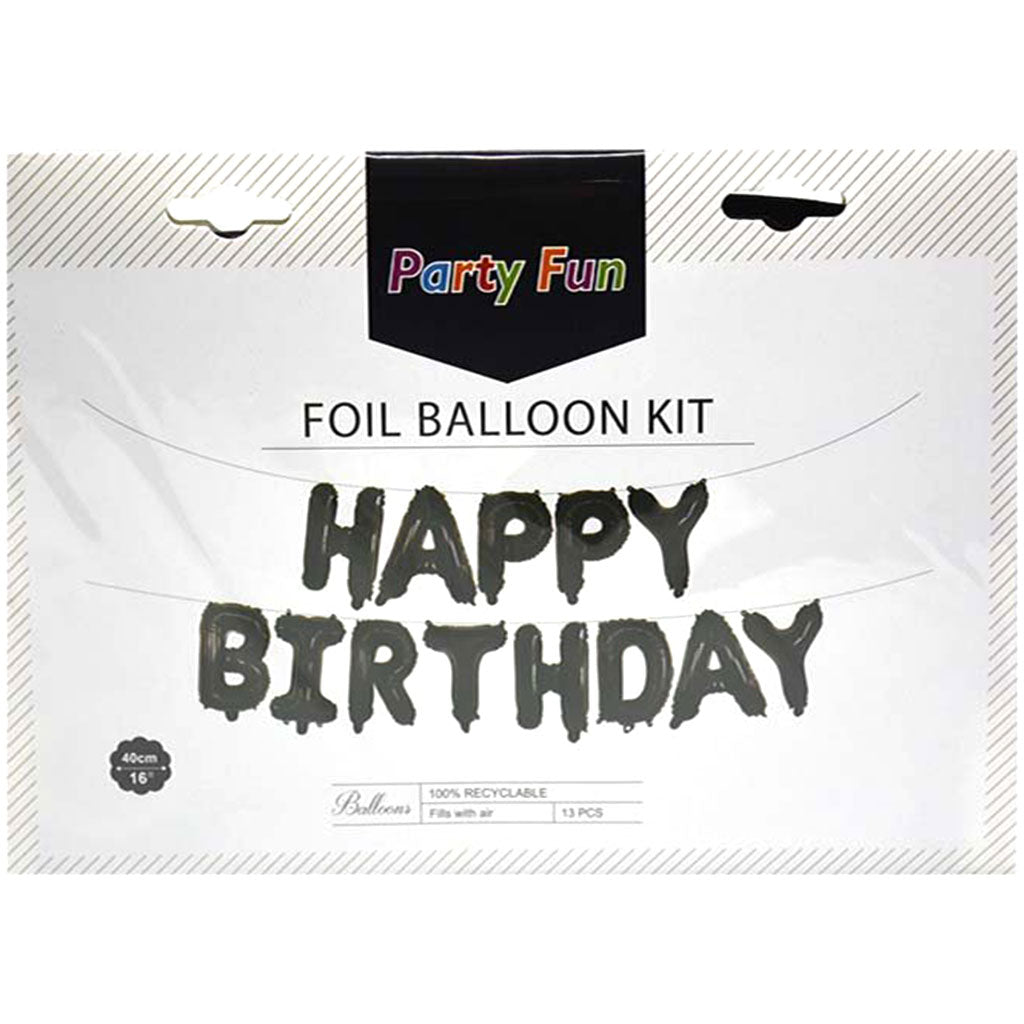 Happy Birthday Foil Balloon Black