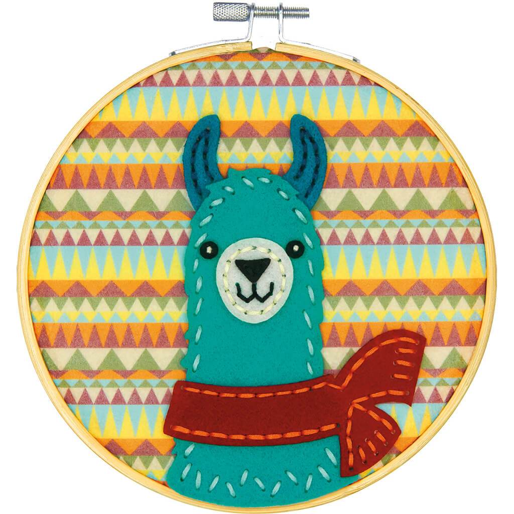 Felt Applique Kit 6in Round Llama