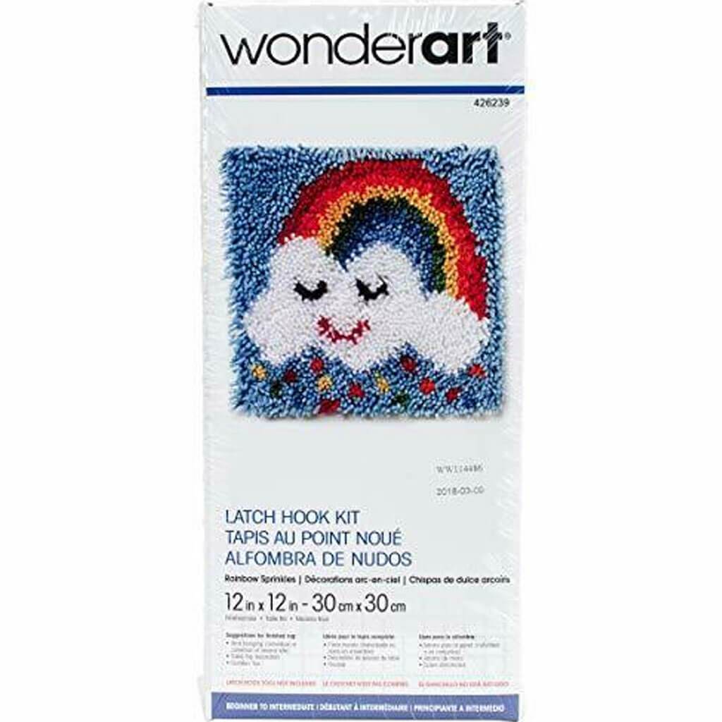 Wonderart Latch Hook Kit 12in x 12in Rainbow Sprinkles