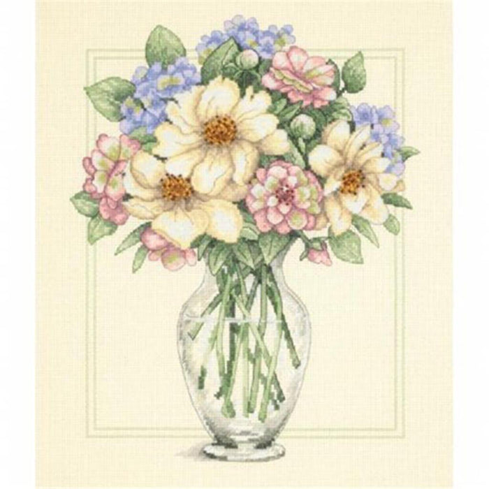 Flowers In Tall Vase Cross Stitch Kit 12in x 14in