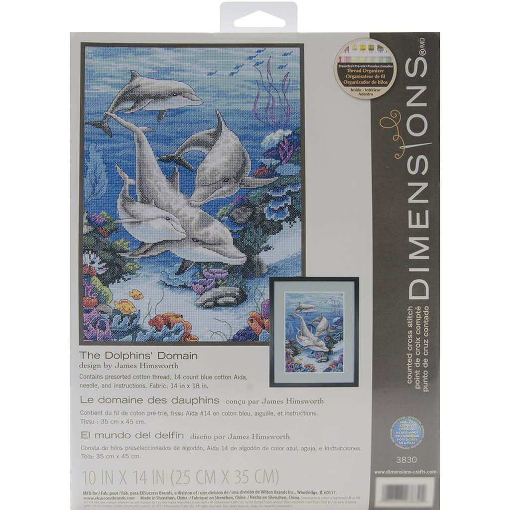 The Dolphins&#39; Domain Cross Stitch Kit 10in x 14in