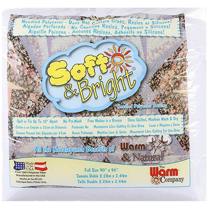 Soft & Bright Polyester Batting Queen Size 90in x 108in