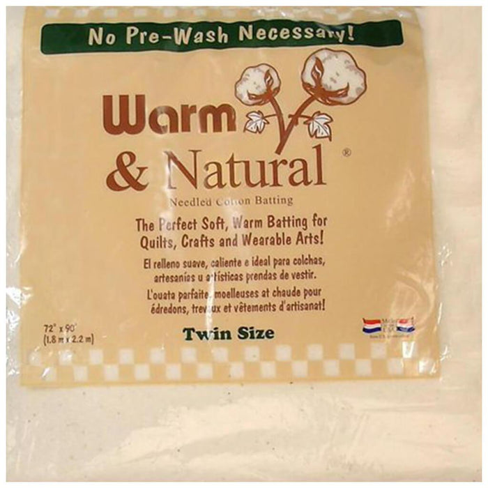 Warm & Natural Cotton Batting Twin Size 72in x 90in