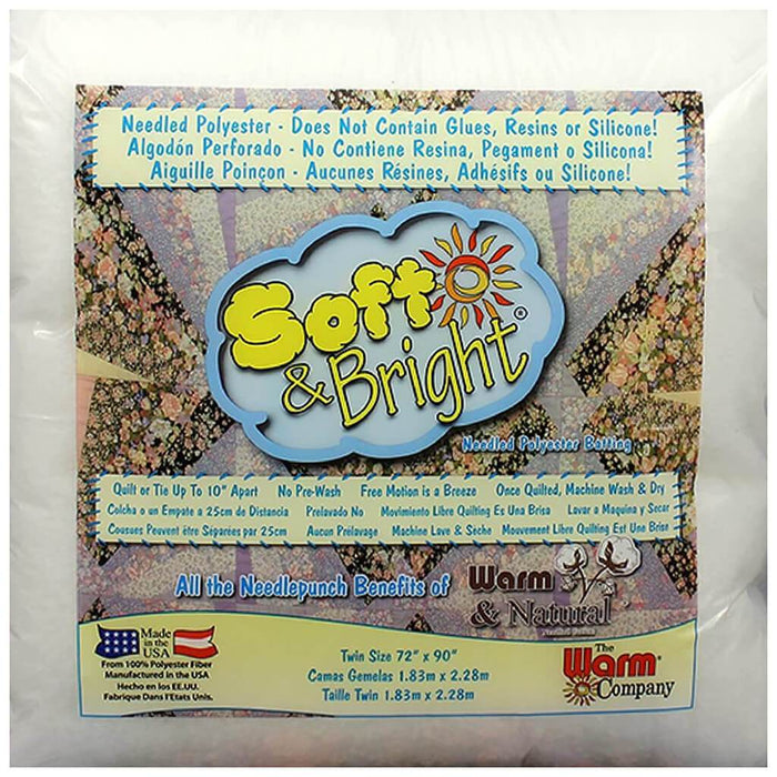 Soft & Bright Polyester Batting Twin Size 72in x 90in