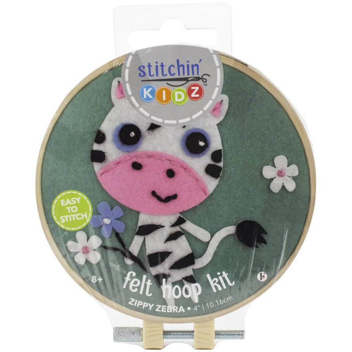Stitchin' Kidz Felt Hoop Kit 4in Zebra