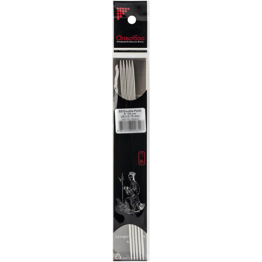 Double Point Stainless Knitting Needles 8in 5/pkg Size 2/2.75mm