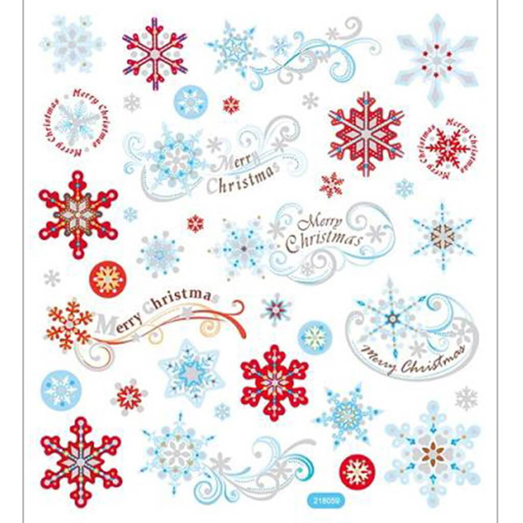 Multicolored Stickers Red &amp; Blue Snowflakes