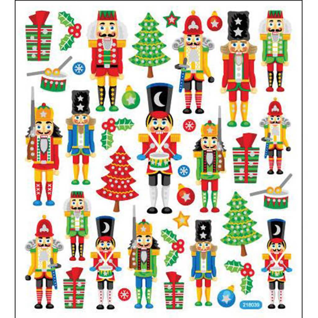 Multicolored Stickers Glitter Nutcrackers