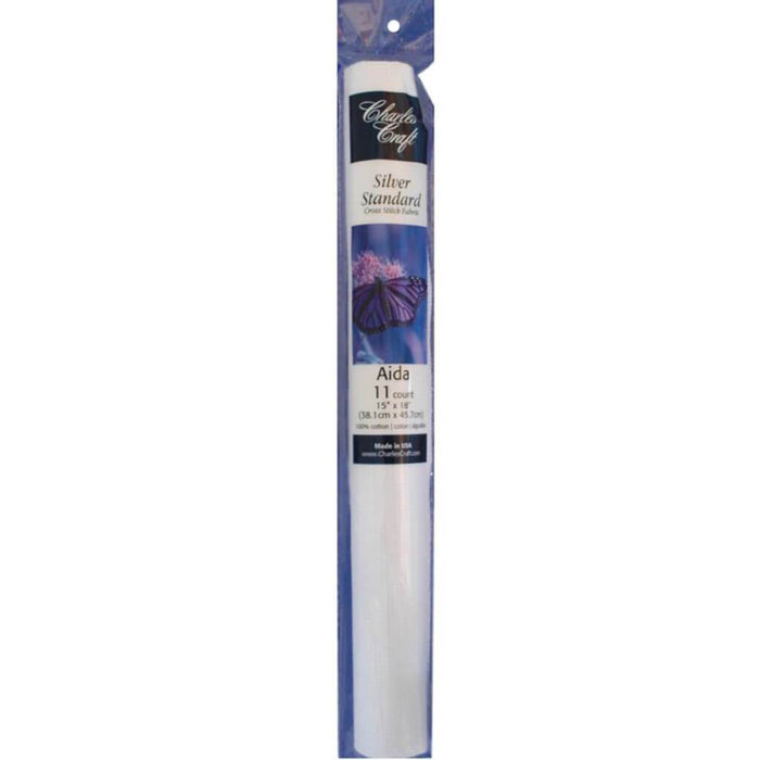 Silver Label Aida 11 Count 15in x 18in Soft Tube White