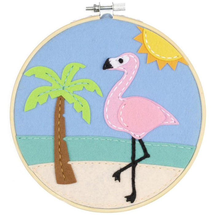 Stitchin' Kidz Felt Hoop Kit 6in Flamingo