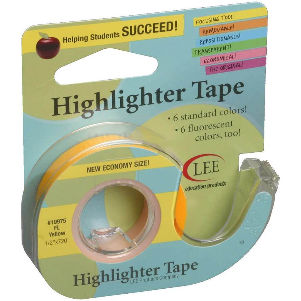 Fluorescent Highlighter Tape .5in x 720in Yellow