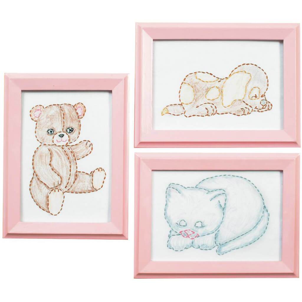 Huggable Animals Stamped Embroidery Kit Samplers 6in x 8in