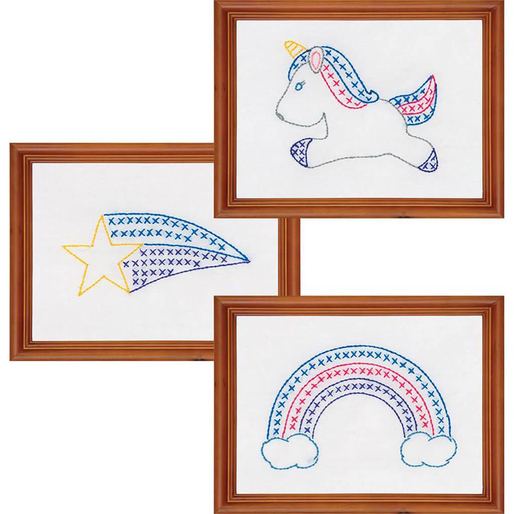 Unicorn Stamped Embroidery Kit Samplers 6in x 8in