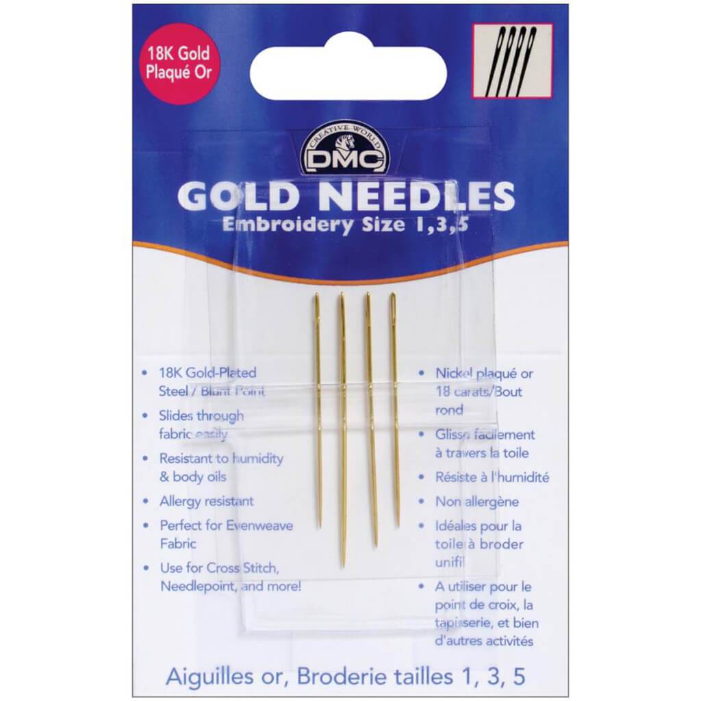 Gold Embroidery Hand Needles Size 1/5 4/Pkg