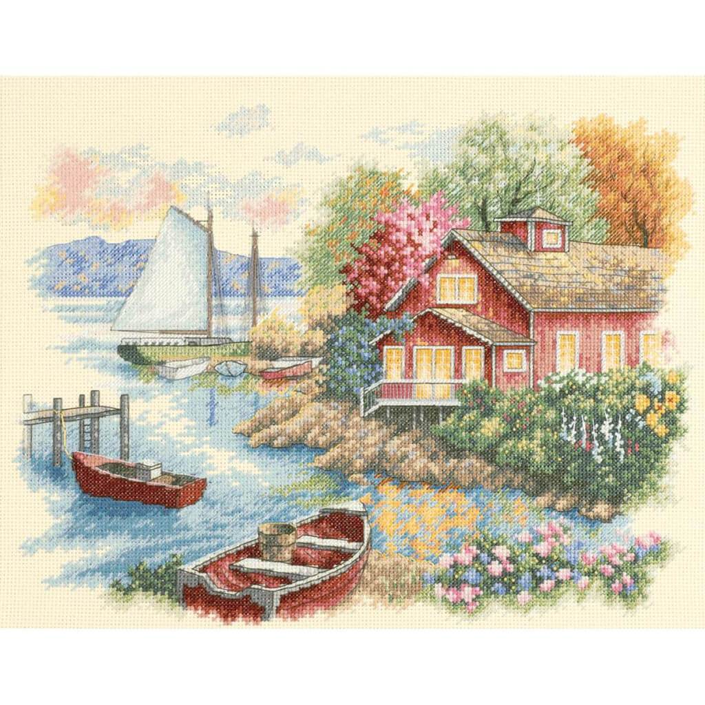 Peaceful Lake House Cross Stitch Kit 14in x 11in