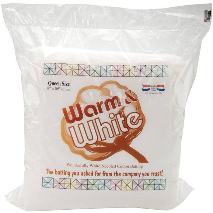 Warm & White Cotton Batting Queen Size 90in x 108in