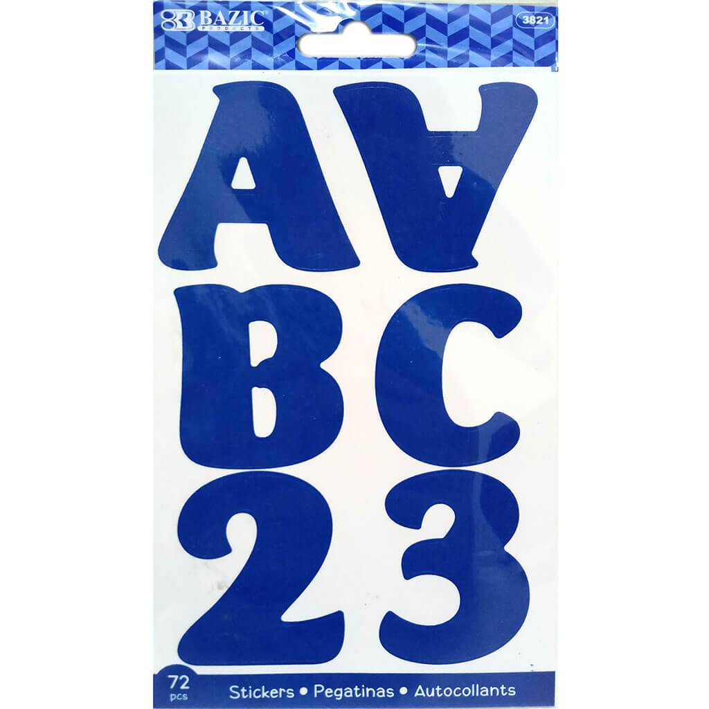 Alphabet &amp; Numbers Stickers 10 Sheets 2in Blue