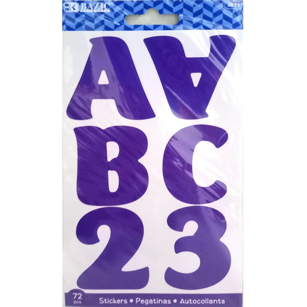 Alphabet &amp; Numbers Stickers 10 Sheets 2in Purple