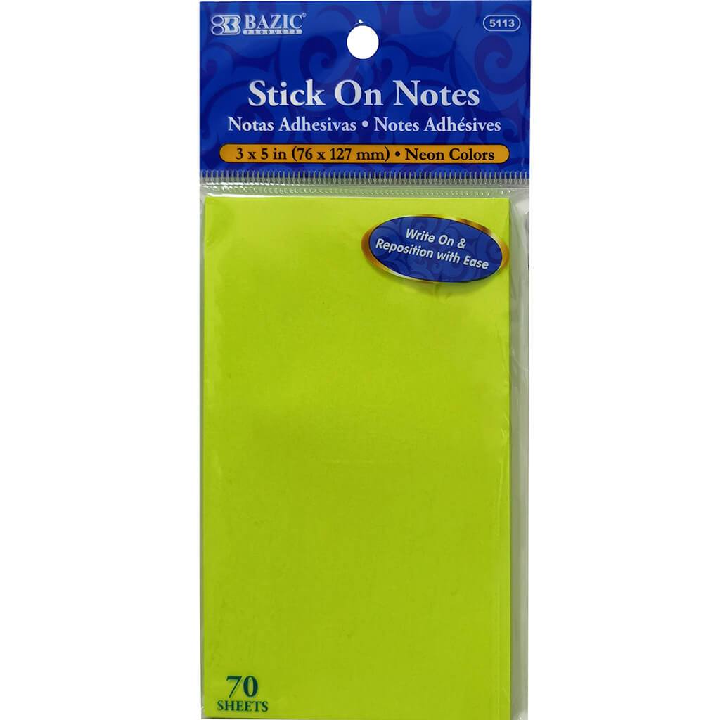 Stick On Notes 70ct Neon Green