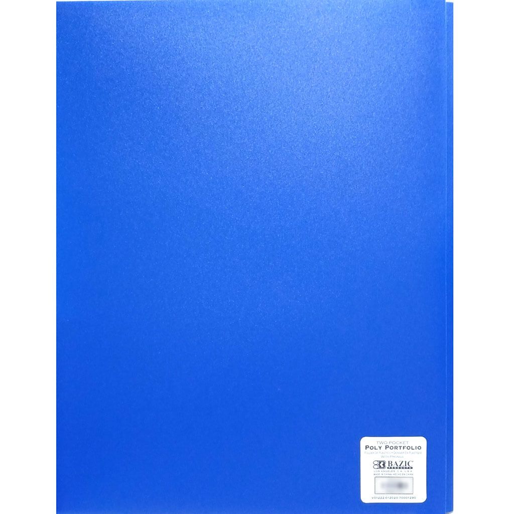 2-Pockets Poly Portfolio with 3 Prongs Solid Color Blue