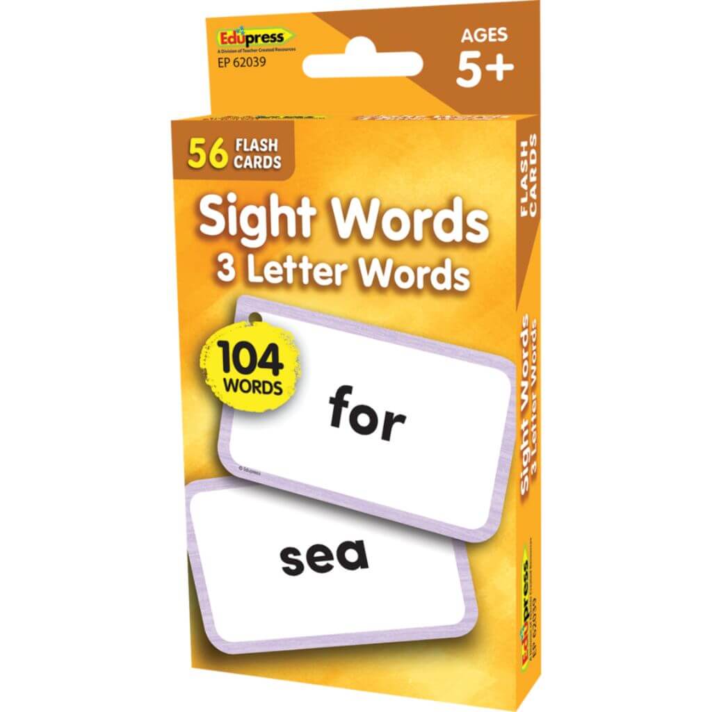 Flash Cards Sight Words 3 Letter Words